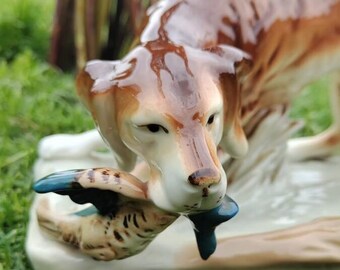Vintage Porcelain | Royal Dux Czechoslovakia Hunting Dogs (1930s