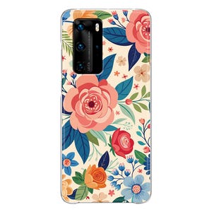 Colorful Flowers soft Phone Case Huawei P40 Lite Pro P50 P30 P20 P10 P9 P8 P Smart 2021 2020 2019 Plus Mate 30 Lite 20 10 floral cover
