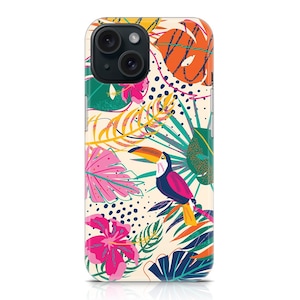 Tropical Toucans Soft silicone case iPhone 16 Pro Max 15 14 Plus 13 Mini 12 11 10 XS Max XR X 7 8 Plus jungle leaves tropic pattern
