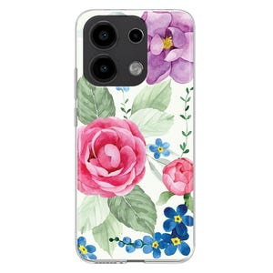 Watercolor Floral Silicone Phone Case for Xiaomi Redmi Note 13 12 11 10 PRO Plus 9S Mi 8 9 SE Mi 10 Lite 11T Pro 12X nature flowers drawn