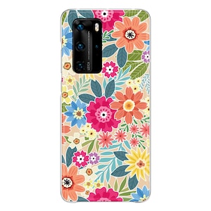 Colorful Flowers soft Phone Case Huawei P40 Lite Pro P50 P30 P20 P10 P9 P8 P Smart 2021 2020 2019 Plus Mate 30 Lite 20 10 floral cover