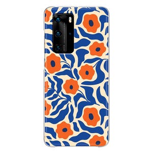 Blue Floral Matisse soft Phone Case Huawei P40 Lite Pro P50 P30 P20 P10 P9 P8 P Smart 2021 2020 2019 Plus Mate 30 Lite 20 10 summer flowers
