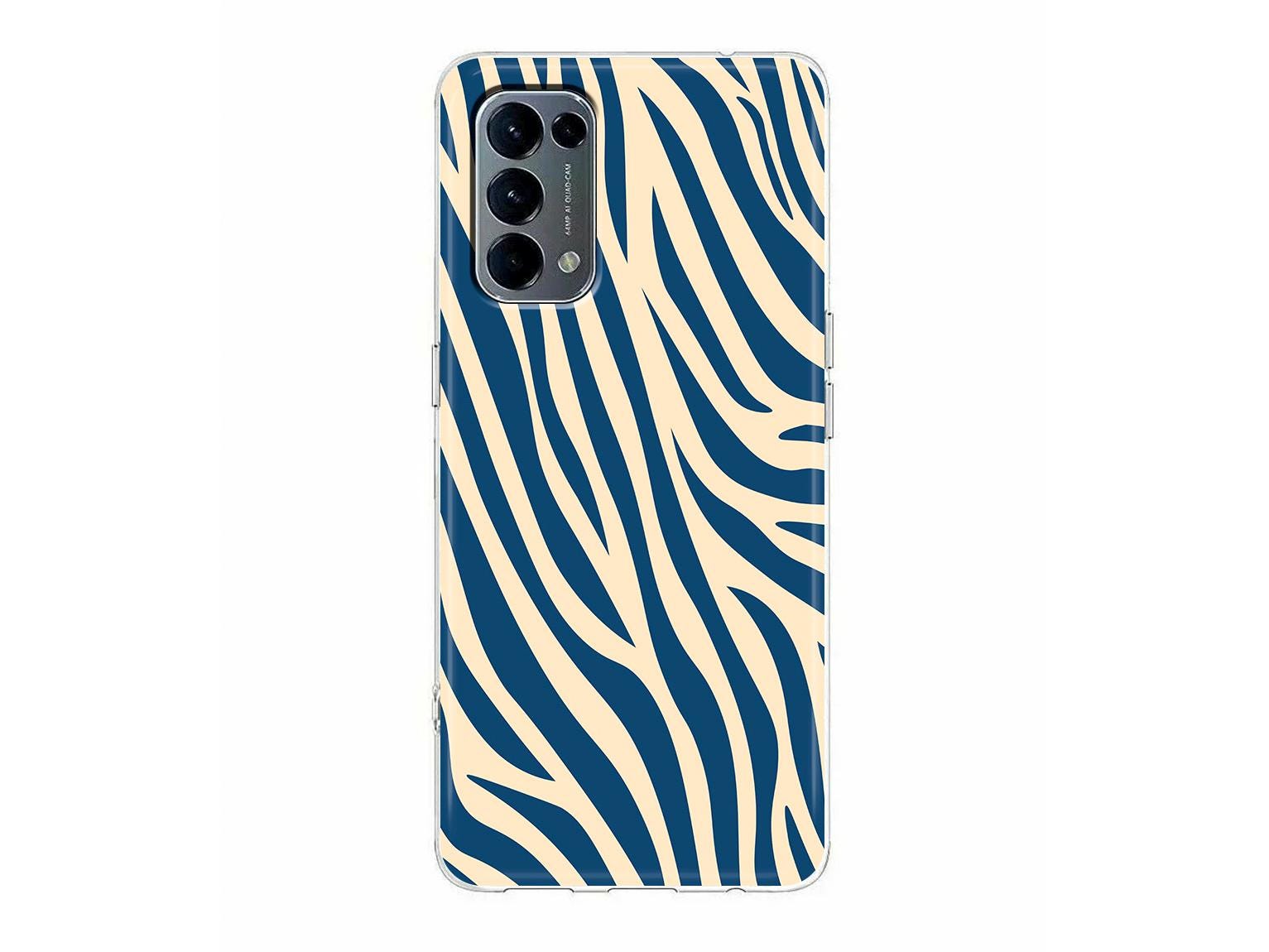 Zebra Blue Strips soft Silicone Case for Oppo Reno 7 6 Pro Find X5 Pro X3 Lite Oppo Casing A93 A73 A57s A55 A53 A51 A16 abstract cover