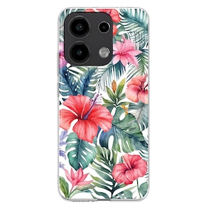 Watercolor tropical flowers Silicone Phone Case for Xiaomi Redmi Note 13 12 11 10 PRO Plus 9S Mi 8 9 SE Mi 10 Lite 11T Pro 12X nature floral