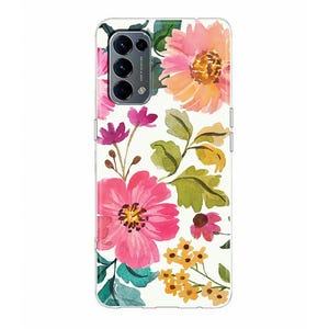 Watercolor Floral Silicone Phone Case for Oppo Reno 7 6 Pro Find X5 Pro X3 Lite Oppo casing A93 A73 A57s A55 A53 A51 A16 nature flowers draw
