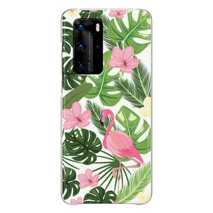Tropical Flamingo soft Phone Case Huawei P40 Lite Pro P50 P30 P20 P10 P9 P8 P Smart 2021 2020 2019 Plus Mate 30 Lite 20 10 jungle leaves