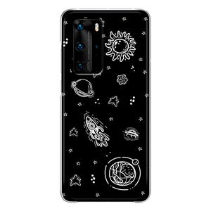 Space Planets and Stars black soft Phone Case Huawei P40 Lite Pro P50 P30 P20 P10 P9 P8 P Smart 2021 2020 2019 Plus Mate 30 Lite 20 10