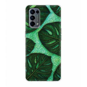 Stained Glass Monstera Leaf Case Silicone Phone Case for Oppo Reno 7 6 Pro Find X5 Pro X3 Lite Oppo A93 A73 A57s A55 A53 A51 A16 leaves