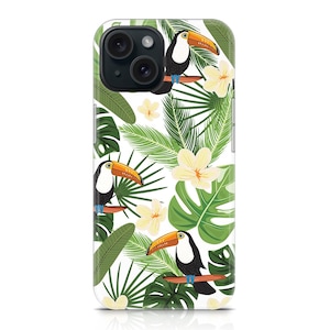 Tropical Toucans Soft silicone case iPhone 16 Pro Max 15 14 Plus 13 Mini 12 11 10 XS Max XR X 7 8 Plus jungle leaves tropic pattern