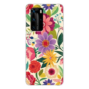 Colorful Flowers soft Phone Case Huawei P40 Lite Pro P50 P30 P20 P10 P9 P8 P Smart 2021 2020 2019 Plus Mate 30 Lite 20 10 floral cover