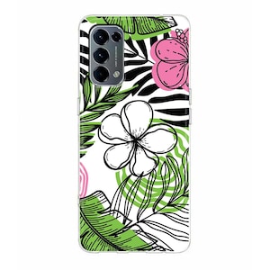 Tropical print leaves flowers soft Silicone Phone Case for Oppo Reno 7 6 Pro Find X5 Pro X3 Lite Oppo casing A93 A73 A57s A55 A53 A51 A16