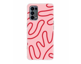 Pink Coral Lines Silicone Phone Case for Oppo Reno 7 6 Pro Find X5 Pro X3 Lite Oppo casing A93 A73 A57s A55 A53 A51 A16 abstract cover