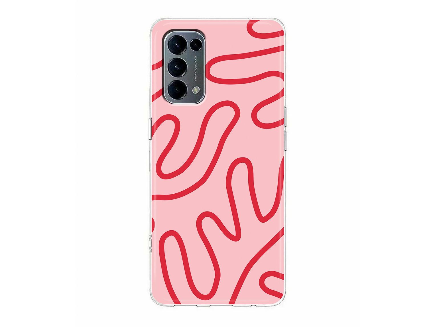 Custodia in silicone con linee di corallo rosa per Oppo Reno 7 6 Pro Find X5 Pro X3 Lite Custodia per Oppo A93 A73 A57s A55 A53 A51 A16 cover astratta