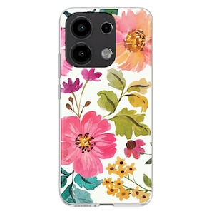 Watercolor Floral Silicone Phone Case for Xiaomi Redmi Note 13 12 11 10 PRO Plus 9S Mi 8 9 SE Mi 10 Lite 11T Pro 12X nature flowers drawn
