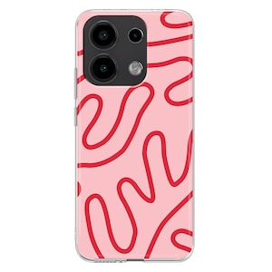 Pink Coral Lines Silicone Case for Xiaomi Redmi Note 13 12 11 10 PRO Plus 9S Xiaomi casing Mi 8 9 SE Mi 10 Lite 11T Pro 12X matisse cover