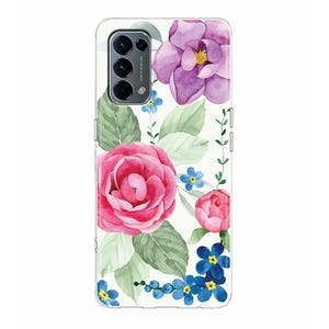 Watercolor Floral Silicone Phone Case for Oppo Reno 7 6 Pro Find X5 Pro X3 Lite Oppo casing A93 A73 A57s A55 A53 A51 A16 nature flowers draw