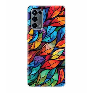 Stained Glass Leaves Silicone Phone Case for Oppo Reno 7 6 Pro Find X5 Pro X3 Lite Oppo casing A93 A73 A57s A55 A53 A51 A16 leaf cover