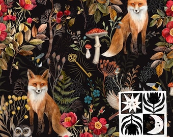 Papel digital sin costuras con diseño de bosque oscuro cottagecore, patrón de acuarela de bosque místico, descarga digital, uso comercial