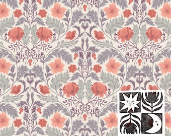 Papel digital con estampado Art Nouveau sin costuras, diseño floral vintage, descarga digital, uso comercial