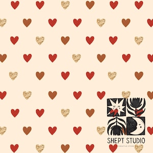 Naadloos hartpatroon, Valentine Hearts digitaal papier, naadloos boho-bestand, digitale download, commercieel gebruik