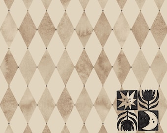 Patrón sin costuras de rombos arlequín, acuarela beige suave, acogedora habitación infantil estilo cottagecore, papel digital vintage, descarga digital, uso comercial