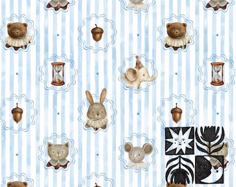 Patrón azul sin costuras para habitación infantil, juguetes vintage, ositos, conejitos, estilo cottagecore acogedor, papel digital para bebés, descarga digital, uso comercial.