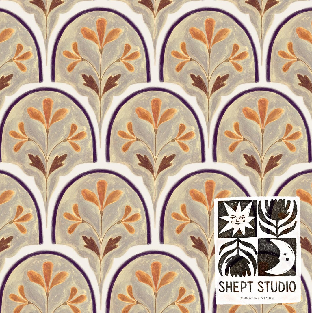 Boho Floral Seamless Pattern, Watercolor Ornamental Digital Paper ...