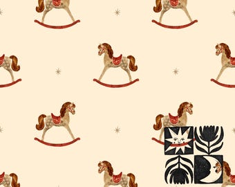 Rocking Horse Seamless Pattern, Vintage Christmas Toy, Watercolor Digital Paper, Instant Download, Commercial Use