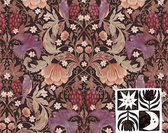 Patrón Art Nouveau sin costuras, papel digital floral vintage, descarga digital floral retro, uso comercial