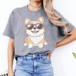Cute Cartoon Dog Lover Gift, No Text Dog Shirt, Funny Chubby Dog Tee, Cool Dog Sunglasses Shirt, Summer Dog Tee, Summer Pet Shirt