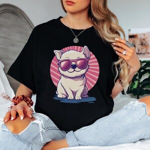 Cute Cartoon Dog Lover Gift, No Text Dog Shirt, Funny Chubby Dog Tee, Cool Dog Sunglasses Shirt, Summer Dog Tee, Summer Pet Shirt