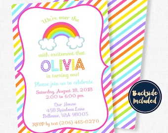 rainbow party invite etsy