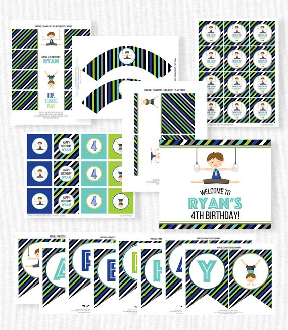 Gymnastics Birthday Party Printables Gymnastic Party Decorations