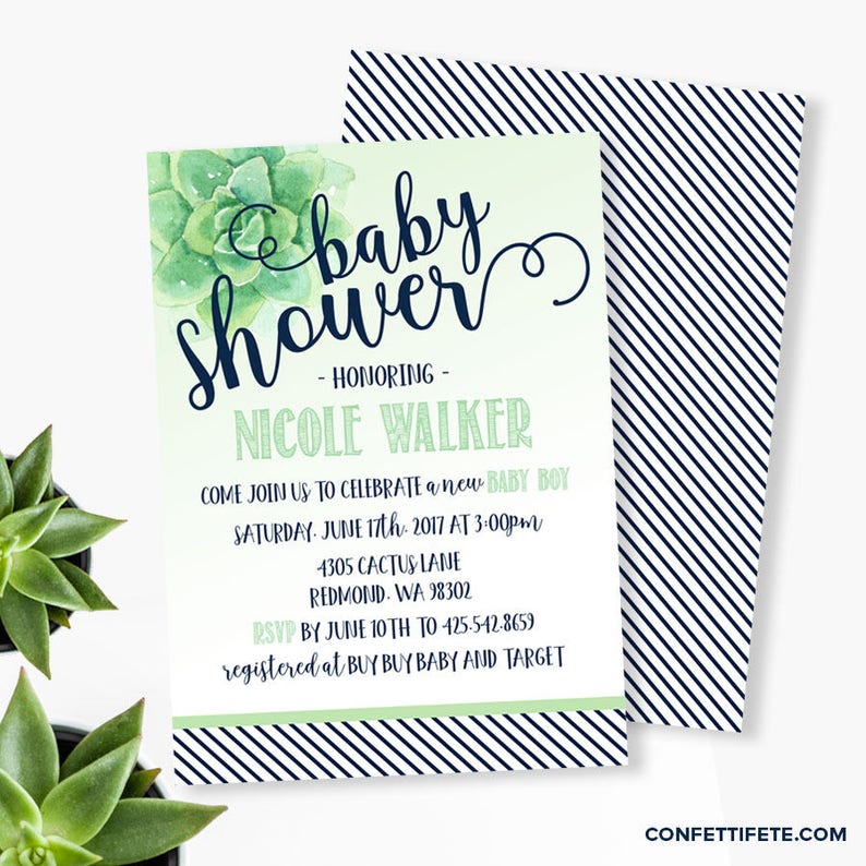 Succulent Baby Shower Invitation Gender Neutral Baby Shower Etsy Succulent Baby Shower Invitation Gender Neutral Baby Shower Etsy