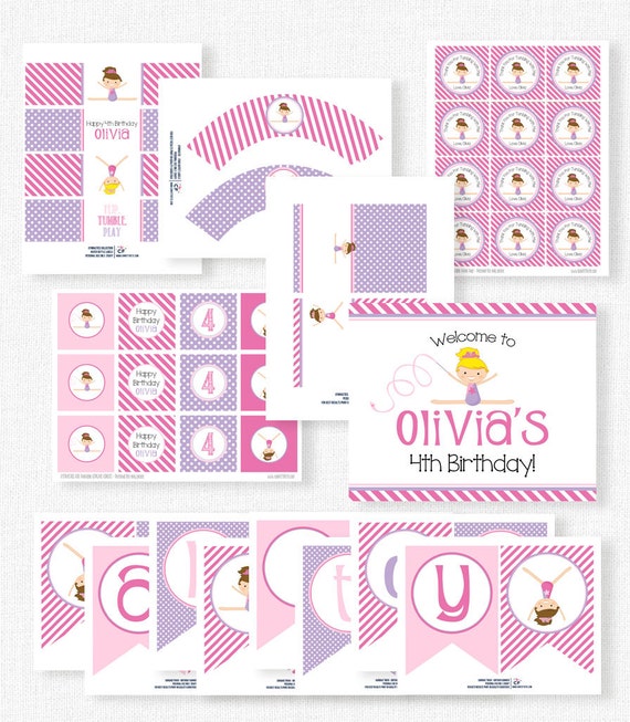 Gymnastics Birthday Party Printables Gymnastic Party Decorations