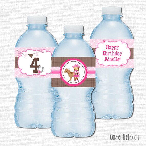 Cowgirl Water Bottle Labels Western Party Decorations Cowgirl