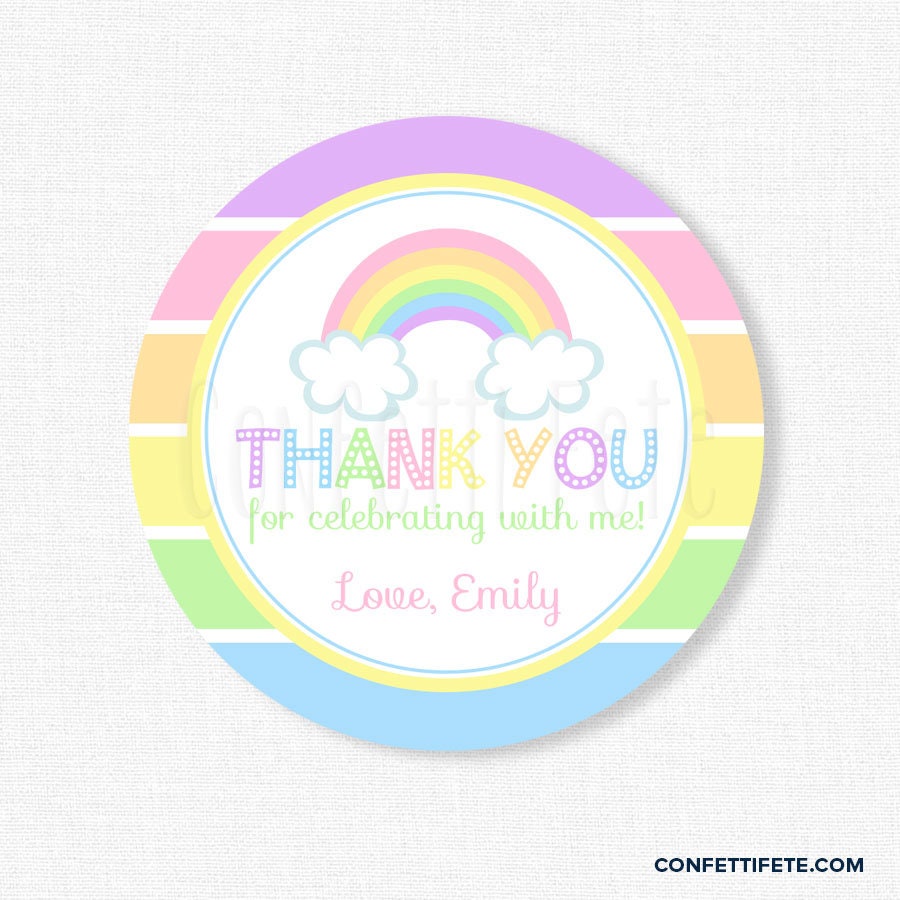 pastel rainbow party favor tags rainbow favor tags rainbow etsy
