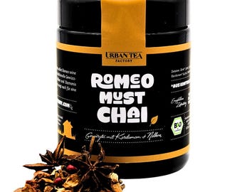 Romeo Must Chai – Organic spiced tea with cardamom & cloves | Aromatic chai blend | 65g premium blend
