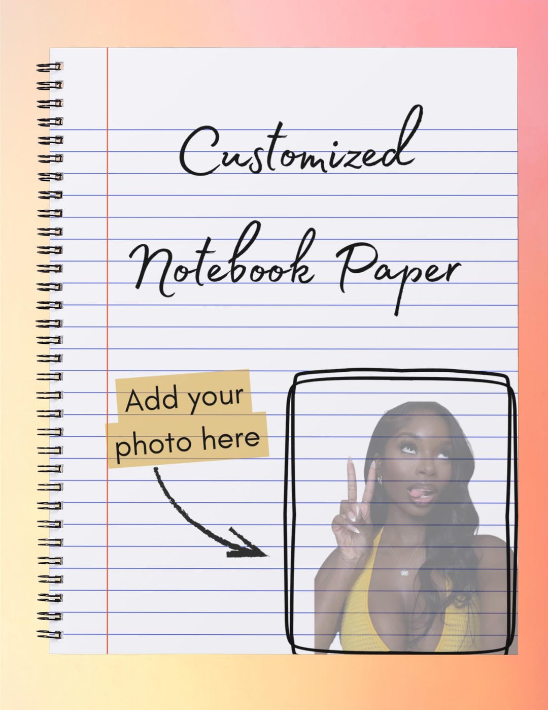 Custom Photo Notebook Paper: Personalized Stationery (printable ...