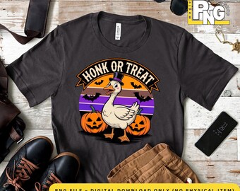Honk or Treat Goose Halloween-T-shirt: vintage pompoenontwerp (digitale download png-bestand)