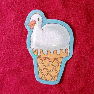 Sticker mignon "Canard glacé" | Sticker holographique | Illustration mignonne et drôle