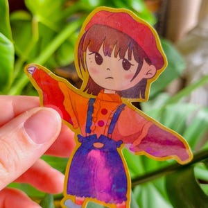 Sticker mignon "Petite fille" | Sticker Holographique | Illustration mignonne