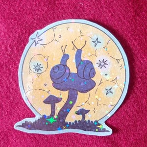 Sticker mignon "Escargots au clair de lune" | Sticker holographique | Illustration mignonne