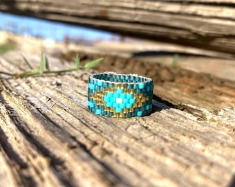 Southwestern Turquoise Beaded Ring