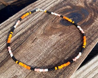 Sunset Inspired Beaded Choker Necklace