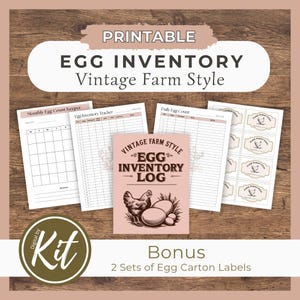 Egg Tracker Printable Bundle | Chicken Egg Inventory Log | Daily Monthly Yearly Tracking | Chicken Health Record | Egg Production Egg Sales