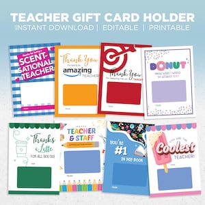 Teacher Appreciation Gift Card Holder | Instant Download | Printable | DIY