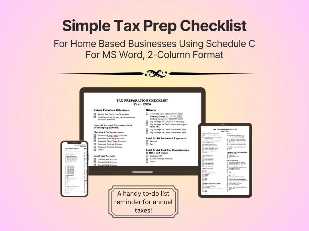 Simple Tax Prep Checklist for Sole Proprietor - Etsy