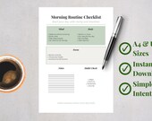 Morning Routine Checklist Printable | Minimal Daily Checklist | Instant Download | A4 & US Letter PDF