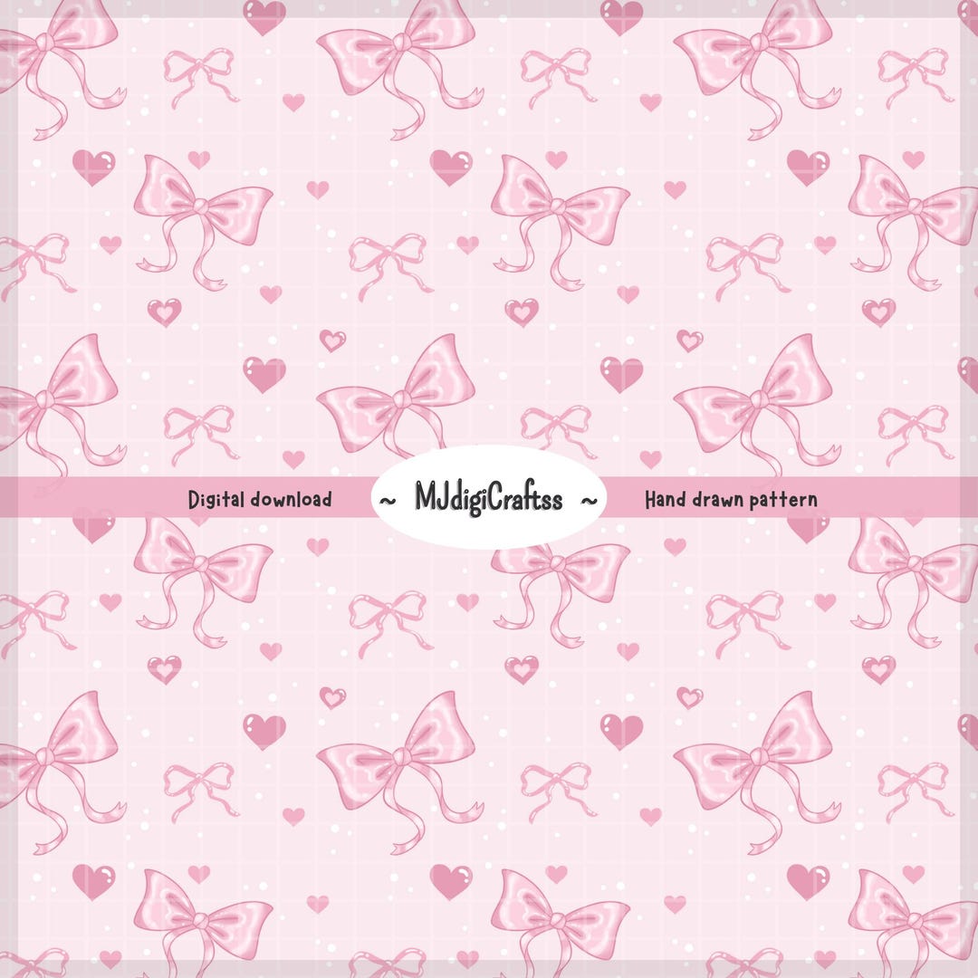 Pink Bow Coquette Seamless Pattern Instant Digital Download 300 DPI PNG ...